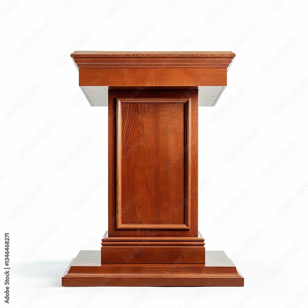 Oak podium isolated on white background, front view Oak podium isolated on white background, front view