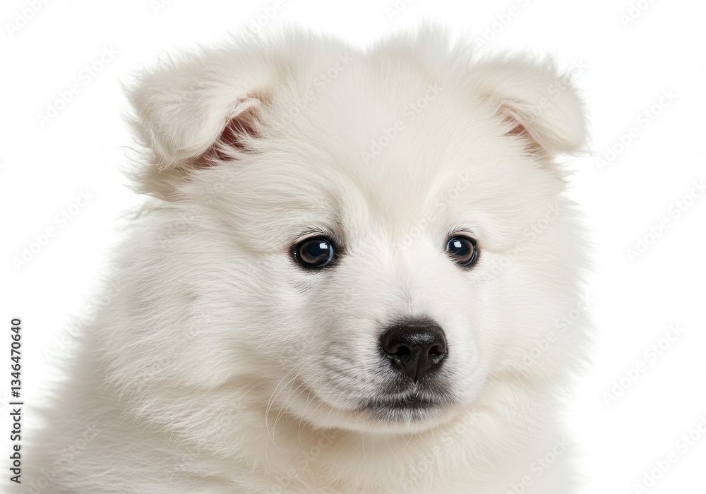 Obraz premium Fluffy white puppy isolated on White transparent background, Ai Genarated