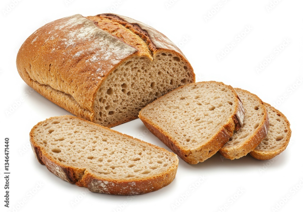 Whole grain bread and sliced pieces isolated on White transparent background, Ai Genarated Whole grain bread and sliced pieces isolated on White transparent background, Ai Genarated