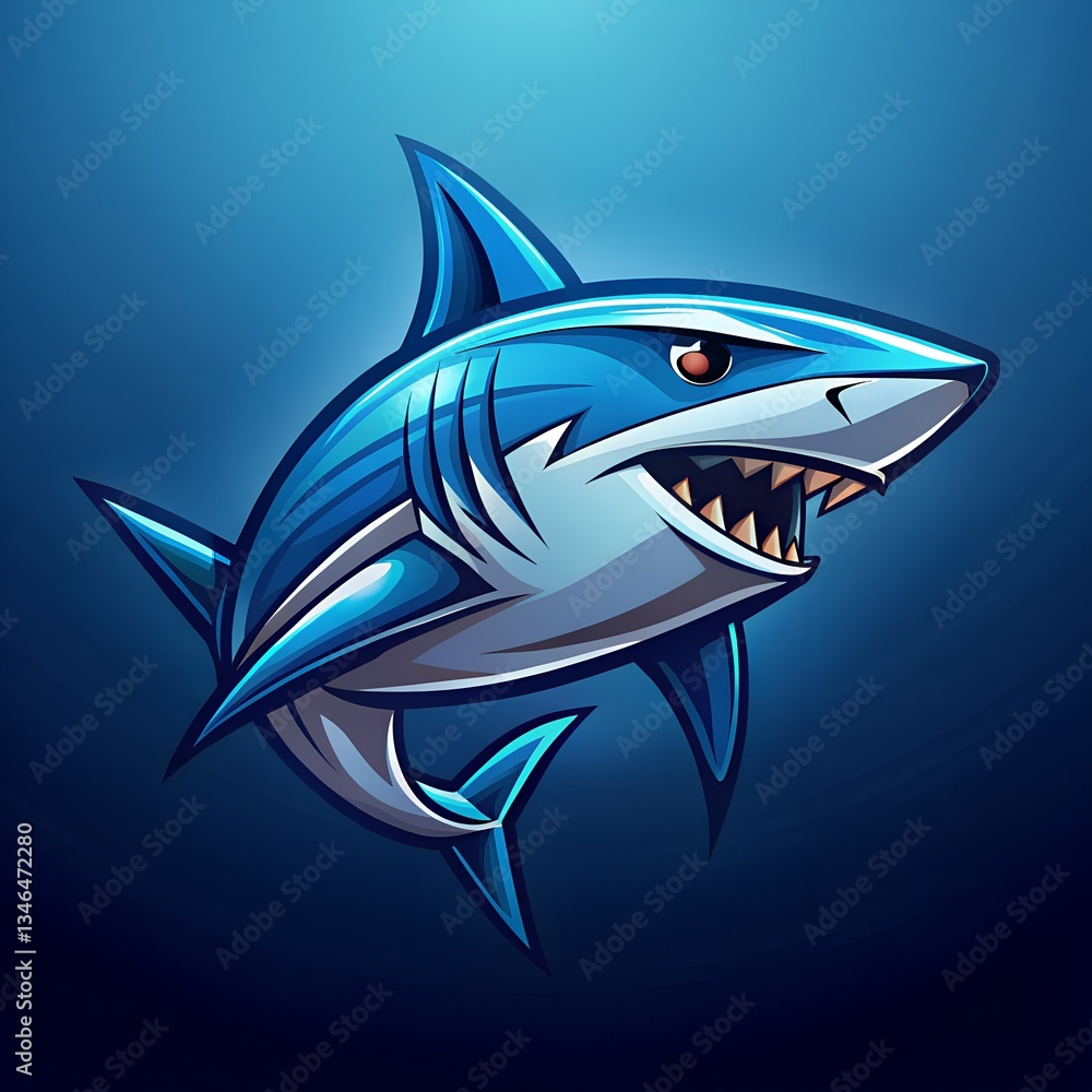 Obraz premium shark logo. predator symbol. danger sign. great white shark. people killer. queen of the sea. power and fear
