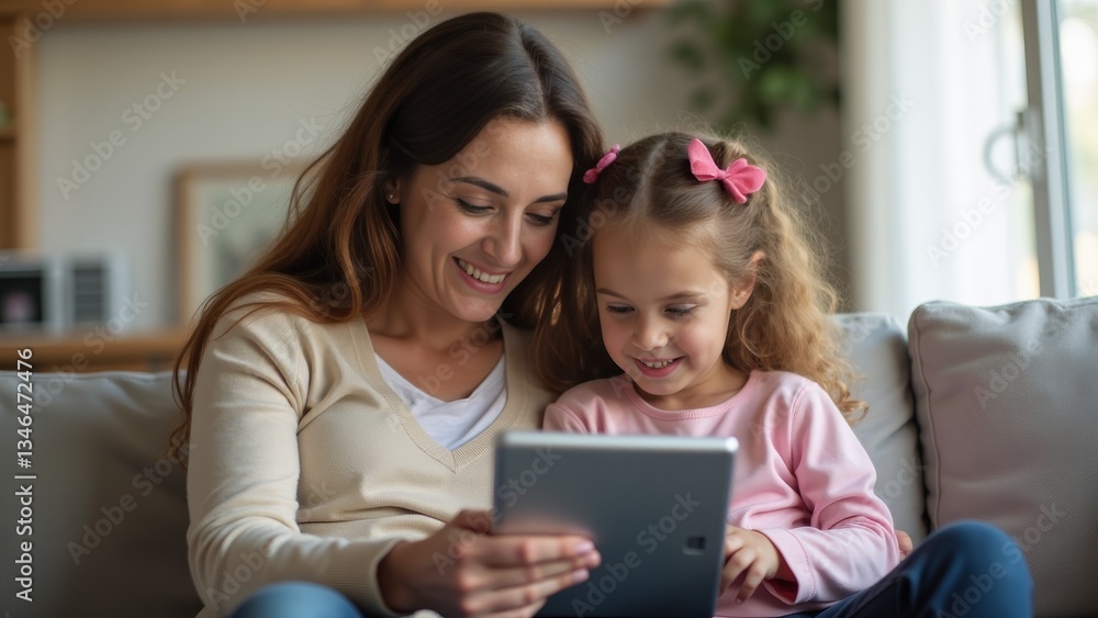 Mother And Daughter Using Tablet Together Mother And Daughter Using Tablet Together