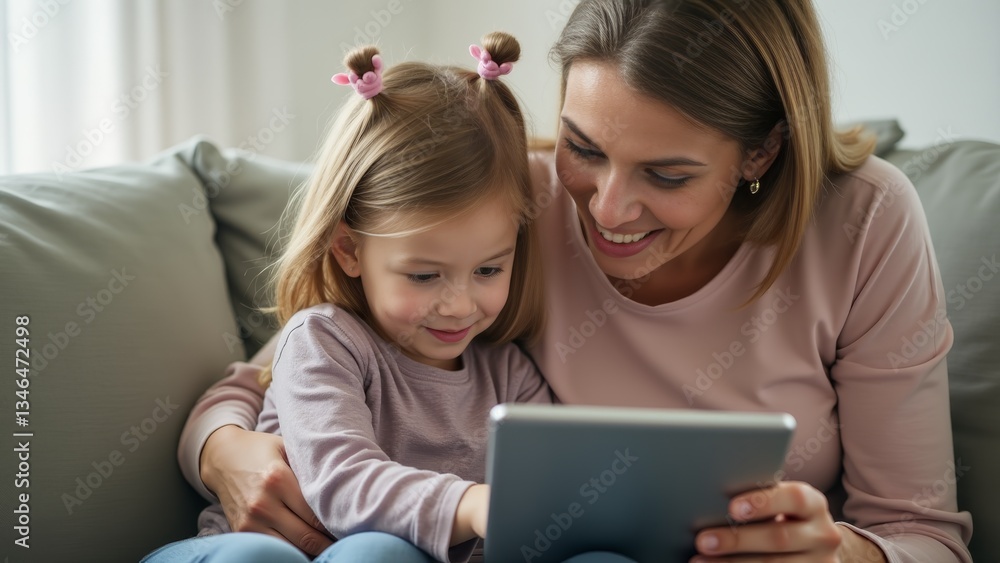 Mother And Daughter Using Tablet Together Mother And Daughter Using Tablet Together