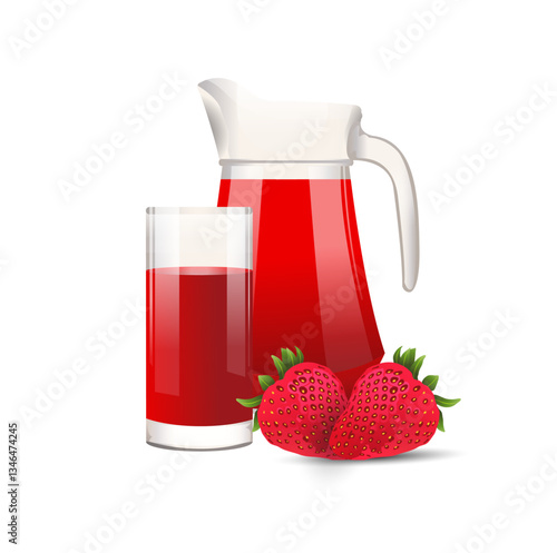 glass of milk with strawberries