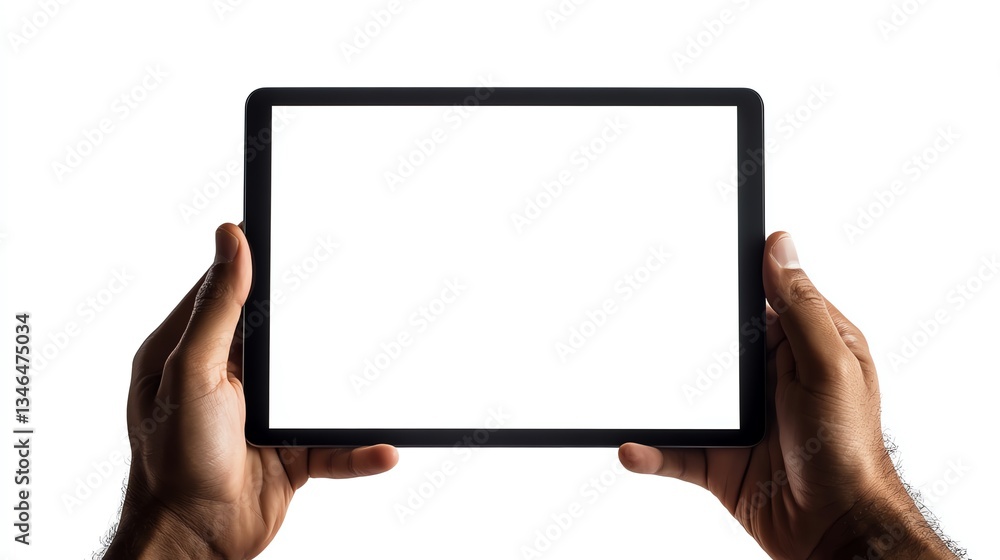 Hands Holding Tablet: A Clean, Minimalist Display Hands Holding Tablet: A Clean, Minimalist Display