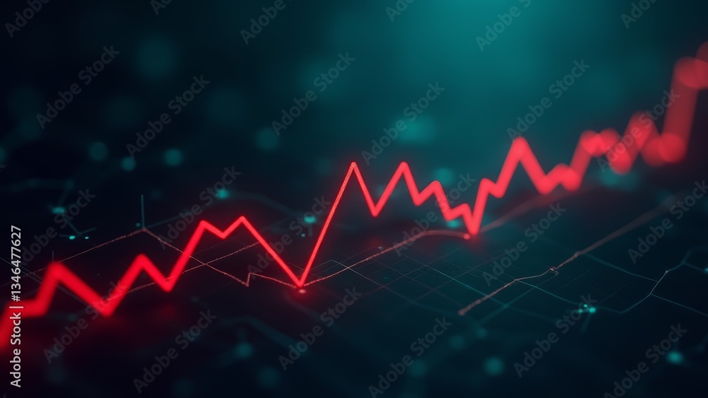 Fototapeta premium Red Line Graph On Abstract Background
