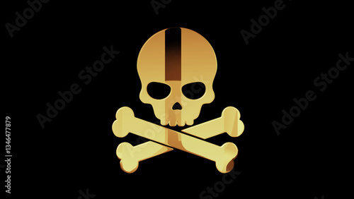 Obraz na płótnie Skull pirates and cyberattack golden symbol 3d illustration w salonie