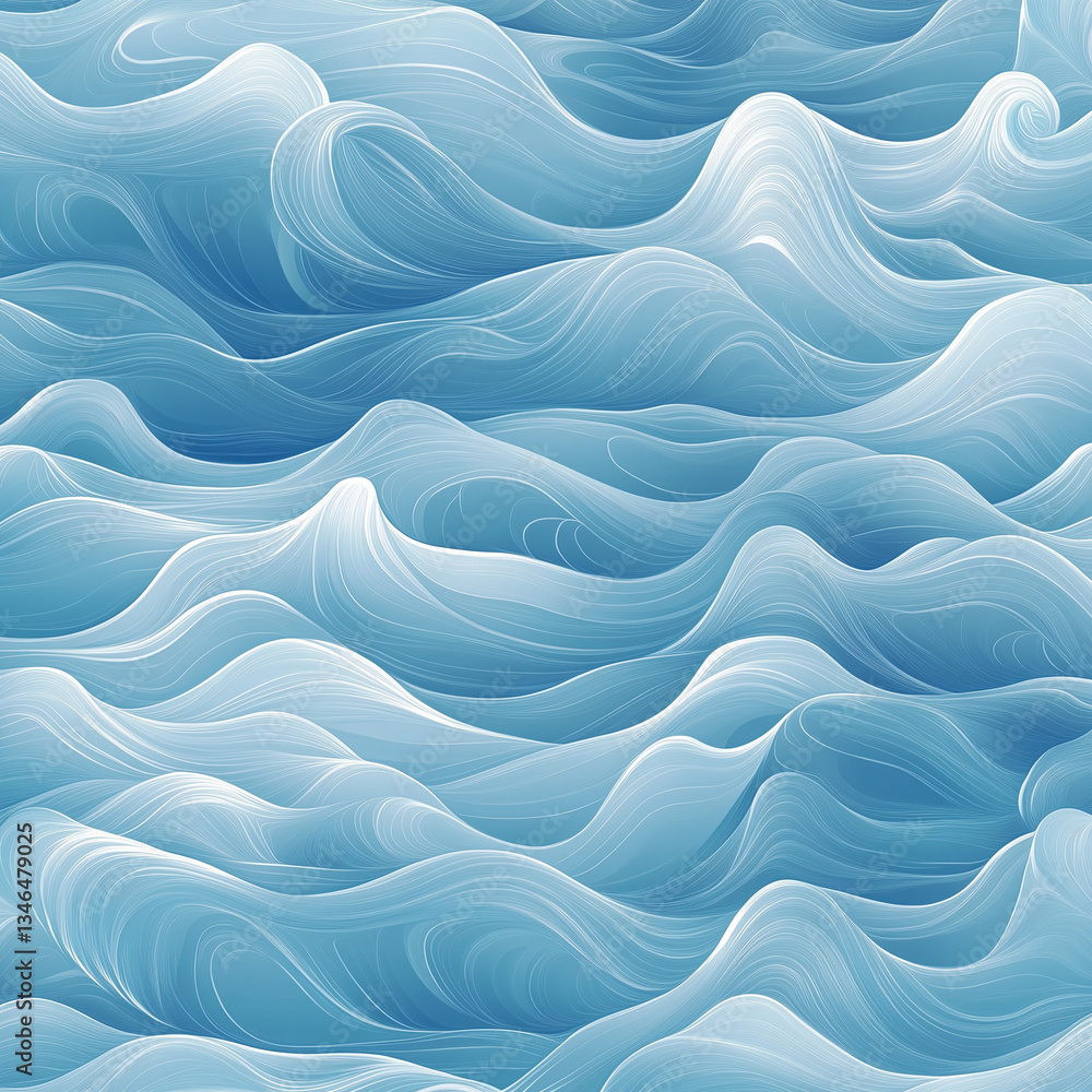 Obraz premium Seamless abstract pattern with light blue waves 