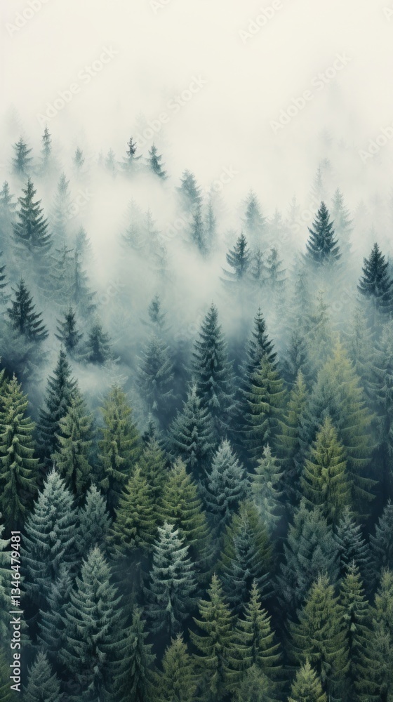 Foggy pine forest nature outdoors woodland. Foggy pine forest nature outdoors woodland.
