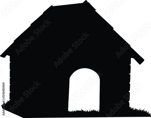 dog house silhouette vector,pet house icon vector