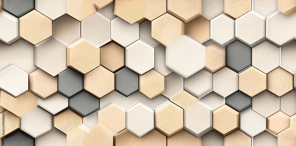 Geometric wood tile seamless pattern with hexagonal and chevron shapes Geometric wood tile seamless pattern with hexagonal and chevron shapes