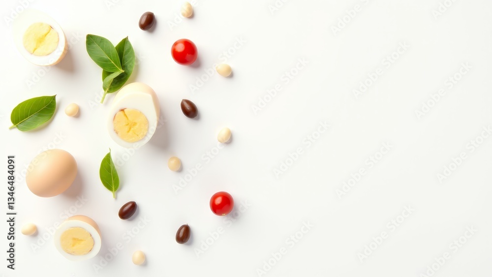 Halved Eggs With Tomatoes And Basil Halved Eggs With Tomatoes And Basil
