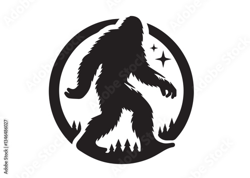 Bigfoot silhouette sasquatch big foot pictogram silhouette black color isolated on white background Vector illustration
