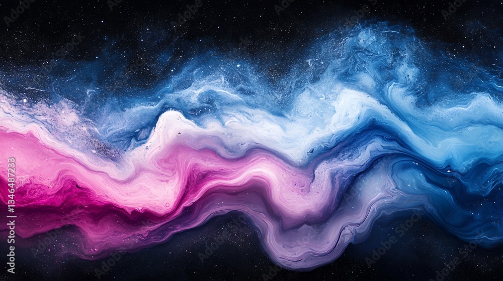 Obraz premium Abstract Cosmic Swirl Pink Blue Purple Galaxy Fluid Art Painting Background