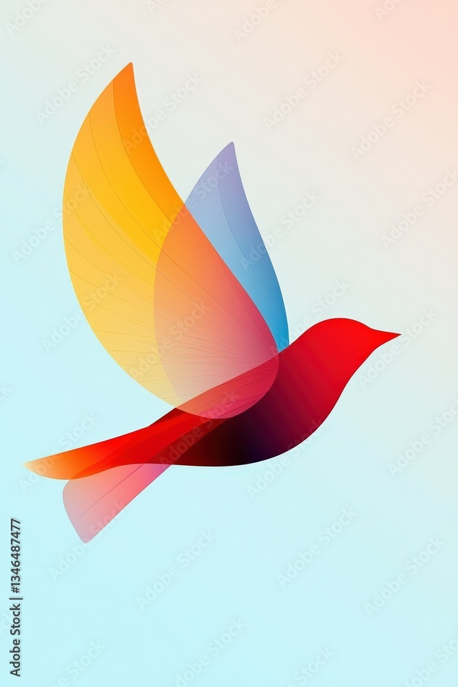 Fototapeta premium A stylized vector illustration of a bird in motion, depicted with bold color gradients.