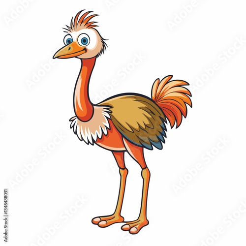 vector illustration of cartoon ostrich