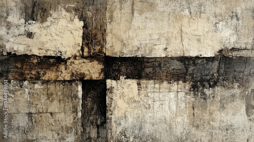 Obraz premium A textured, abstract close-up of a cross slice of wood, focusing on the unique grain and rustic feel.