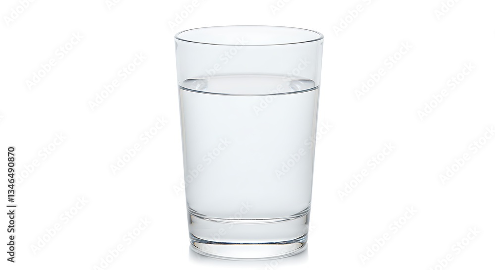 Clear glass filled with fresh drinking water on white background. Clear glass filled with fresh drinking water on white background.