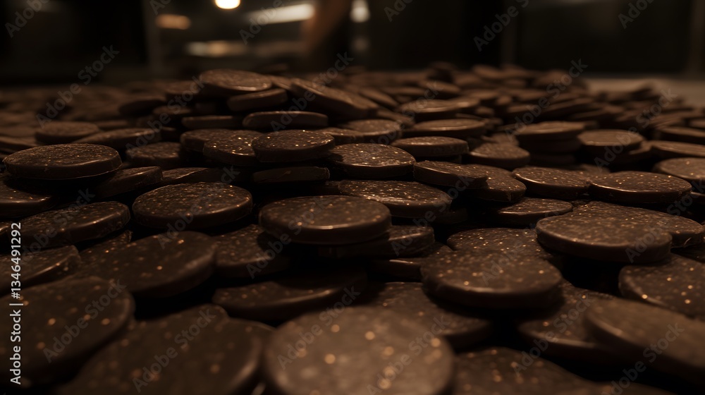 Dark Chocolate Discs- Gourmet Chocolate Pile Texture Dark Chocolate Discs- Gourmet Chocolate Pile Texture