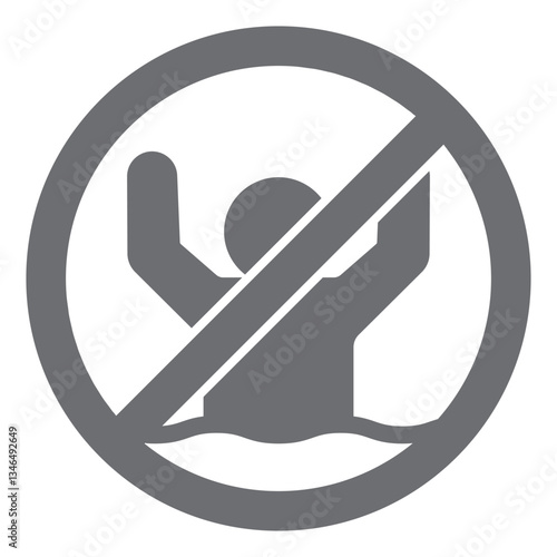 Swimming man ban solid icon, prohibited elements concept. Vector graphics. Swim area, human drowning forbidden sign on white background, glyph style icon for mobile or web design.