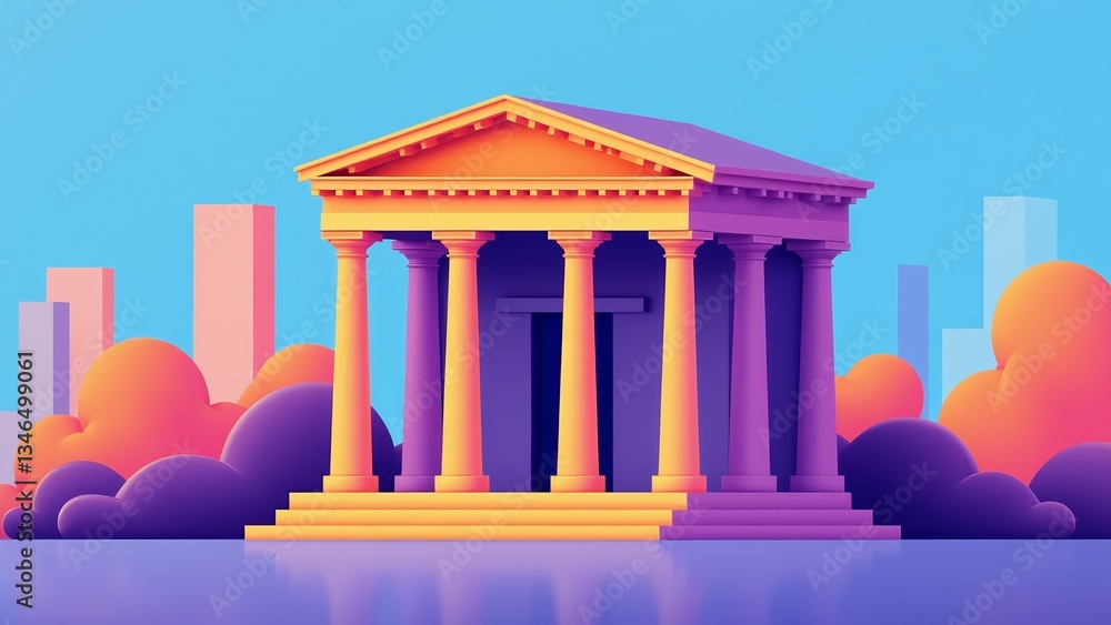 Fototapeta premium Abstract Rendition Of Greek Temple Facade