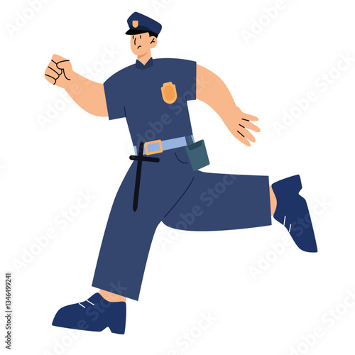 Illustration of a the police man are running after the target to be responded to