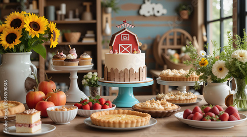 Wallpaper Mural Country Fair Dessert Table – Barnyard Cake and Rustic Pie Display for Sydney Royal Easter Show Celebrations   Torontodigital.ca