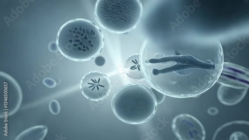 Translucent Microscopic Microorganisms and Cell Division in Biological Science Exploration