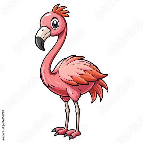 pink flamingo isolated on white
