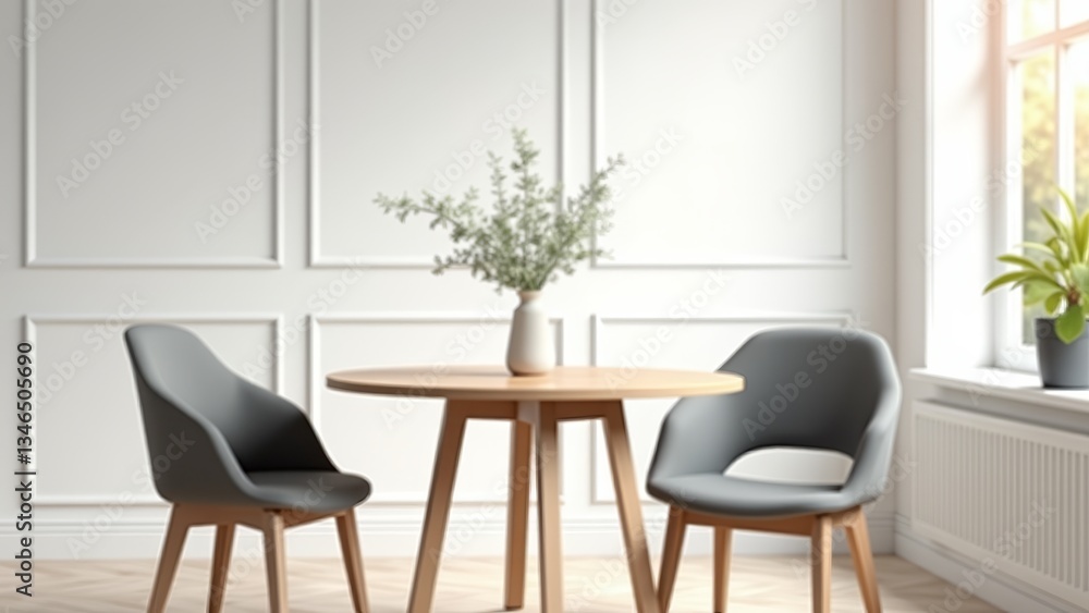 Fototapeta premium Minimalist Dining Room With Round Table