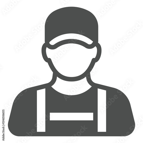 Technician with uniform solid icon, car service concept. Vector graphics. Car mechanic repair man avatar sign on white background, glyph style icon for mobile or web design.