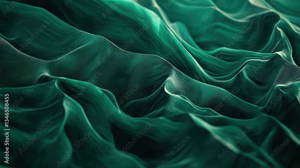 Obraz premium Abstract teal fabric waves create a stunning artistic flowing design