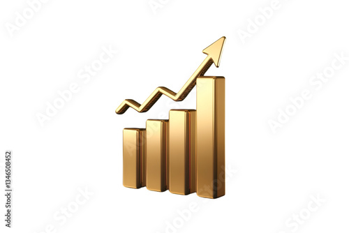 business graph with arrow on transparent background