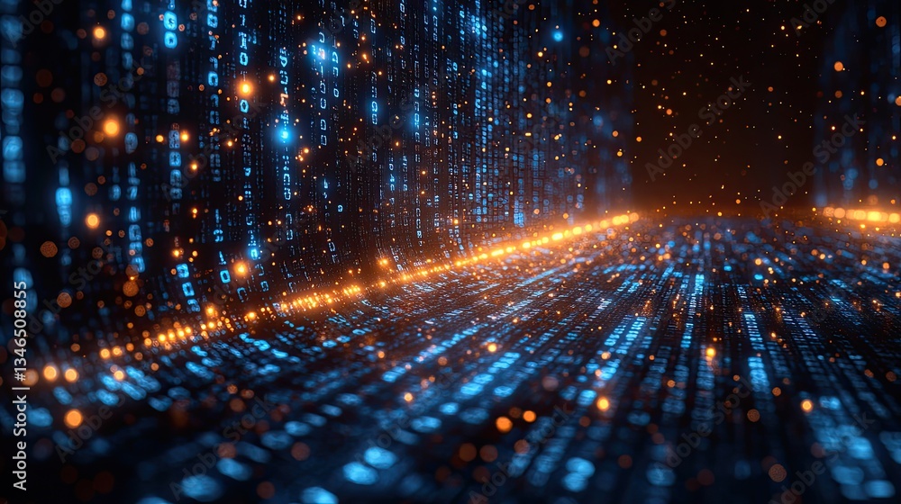 Fototapeta premium Digital Data Flowing in Cyber Space