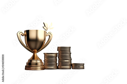 gold trophy cup on transparent background