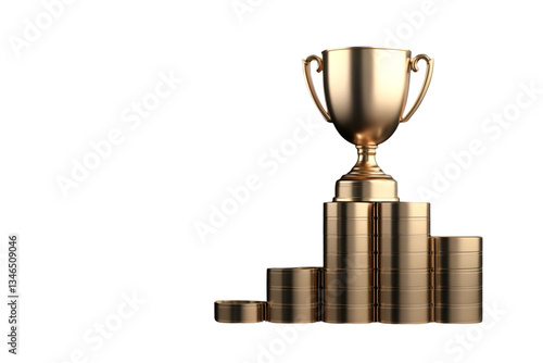 golden trophy cup on transparent background