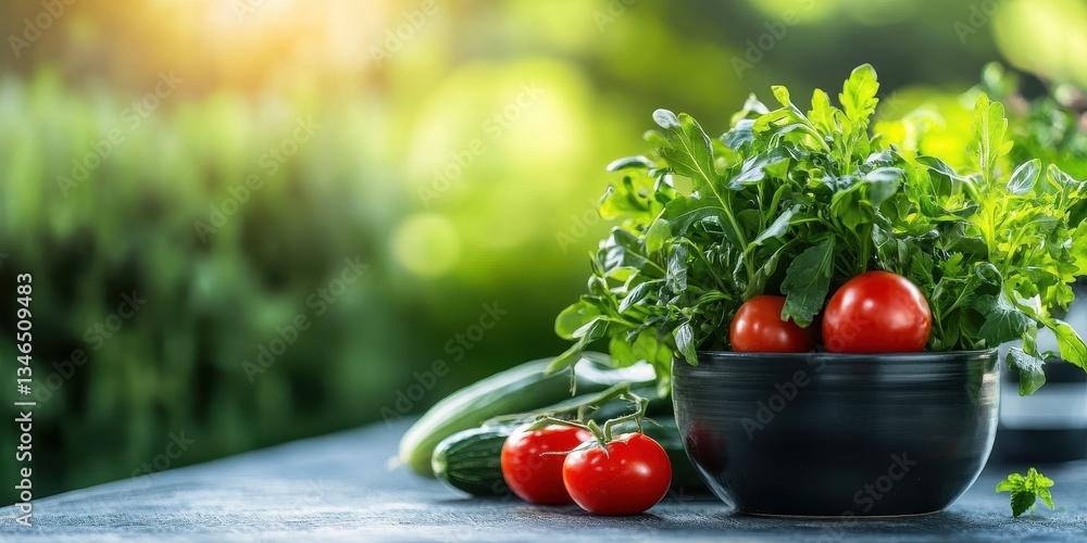 Fresh and Vibrant Ingredients for a Healthy Vegetarian Weight Loss Salad Including Tomatoes and Greens in Natural Setting Fresh and Vibrant Ingredients for a Healthy Vegetarian Weight Loss Salad Including Tomatoes and Greens in Natural Setting