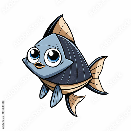 vector illustration of black skirt tetra fish