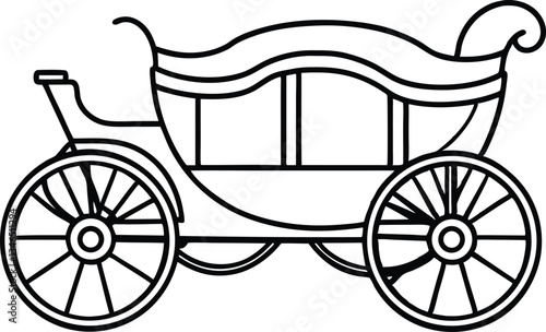 fantasy carriage line art,fantasy carriage outline coloring book page 