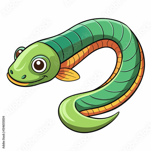 cartoon eel fish on white