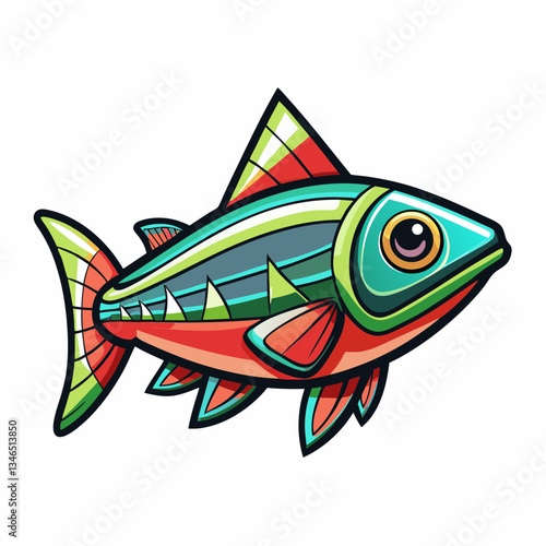 neon tetra fish on a white background
