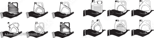 Hand drawn oil jerrycan in hand illustration