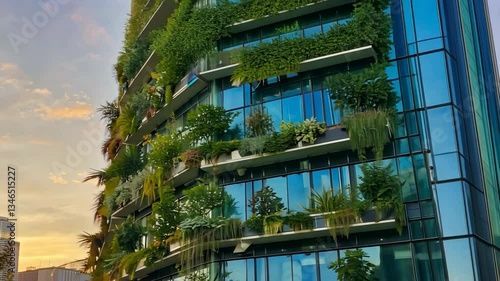 Modern Architecture Vertical Garden Building Embracing Greenery and Glass Design for Sustainability