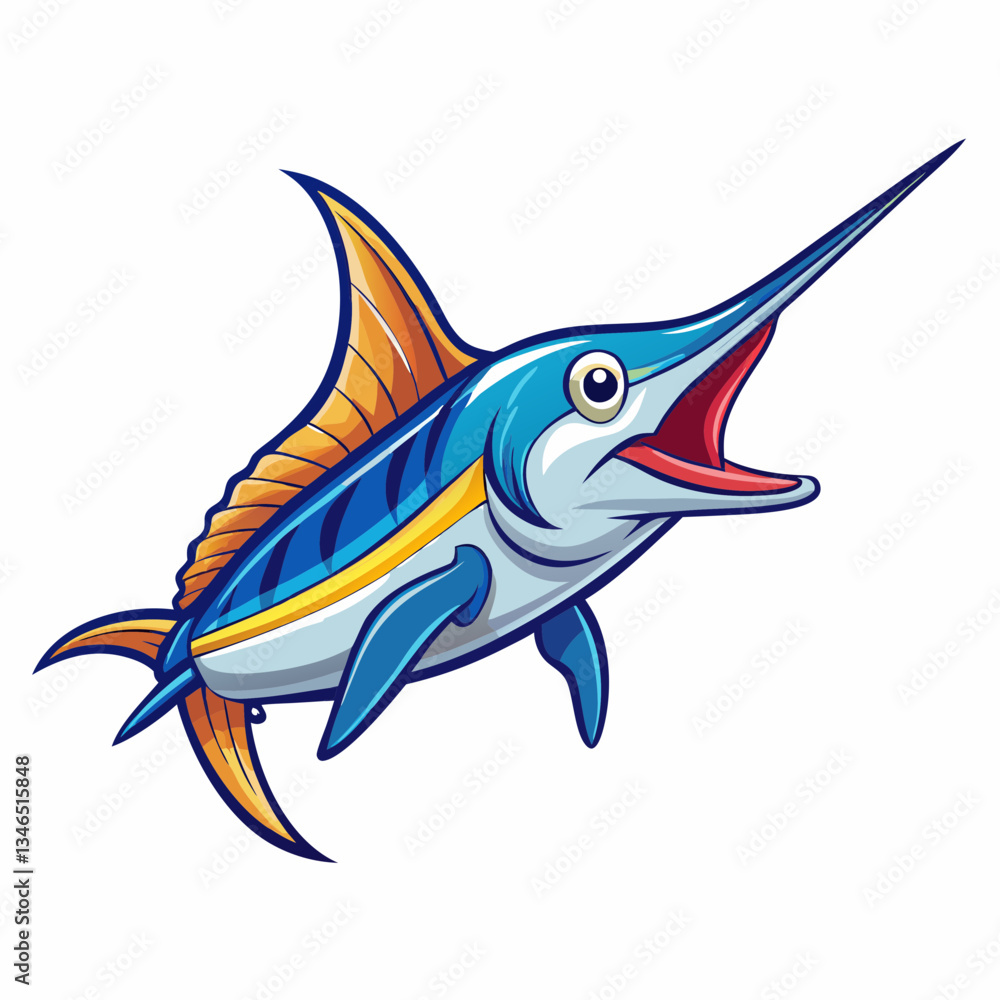 swordfish cartoon isolated on white swordfish cartoon isolated on white