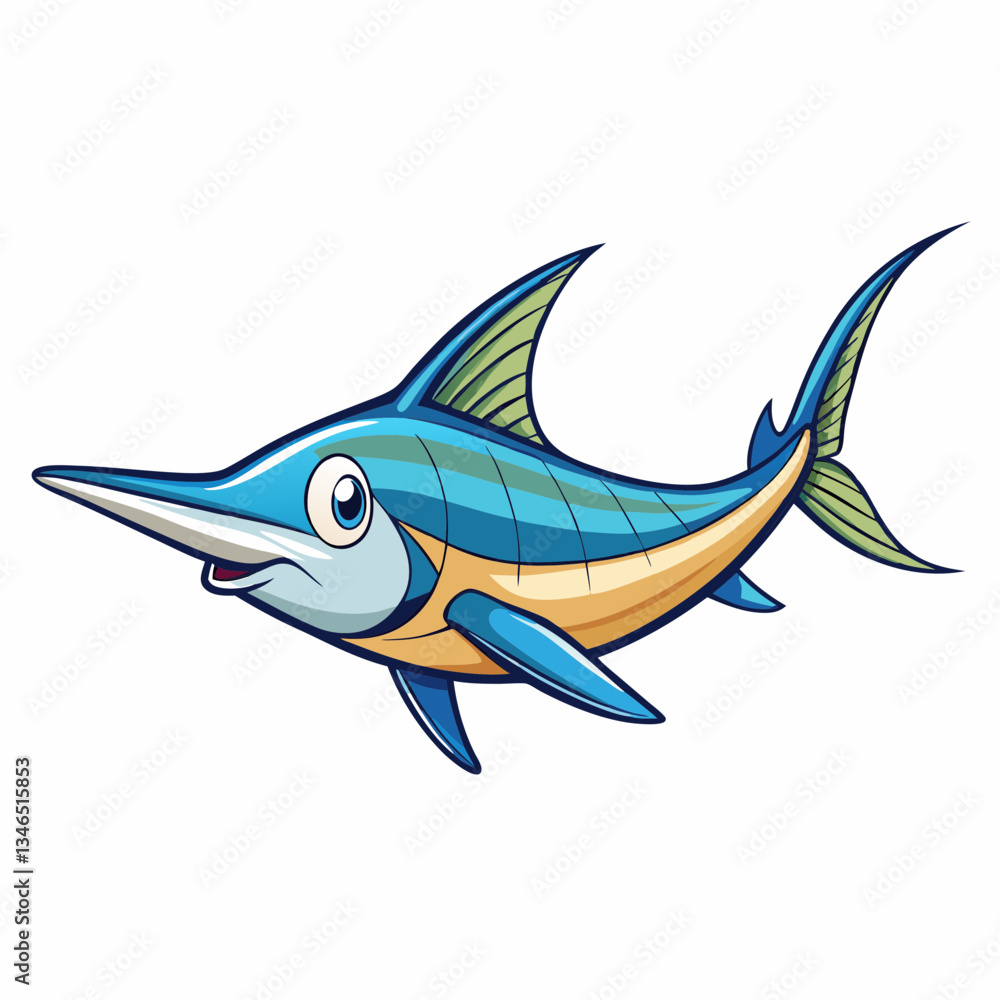 swordfish cartoon isolated on white swordfish cartoon isolated on white