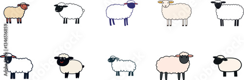 Cute Farm Animals Cartoon Sheep Characters