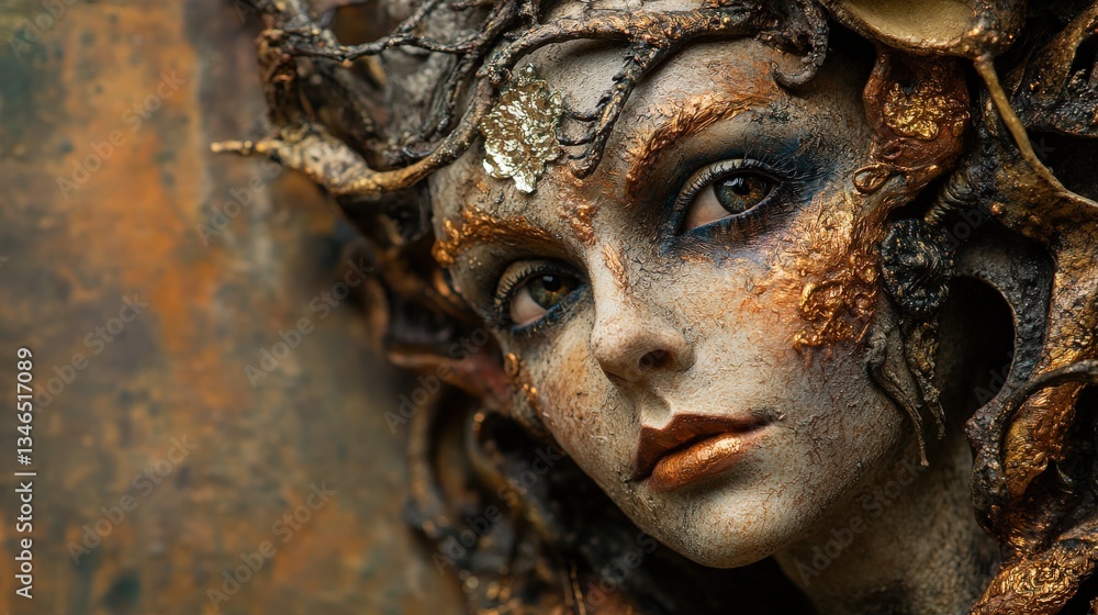 A detailed portrait of a beautiful womans decorative face A detailed portrait of a beautiful womans decorative face