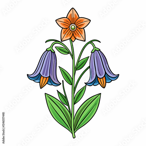 vector illustration of a canterbury bells flower