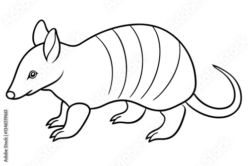 armadillo line art silhouette vector illustration