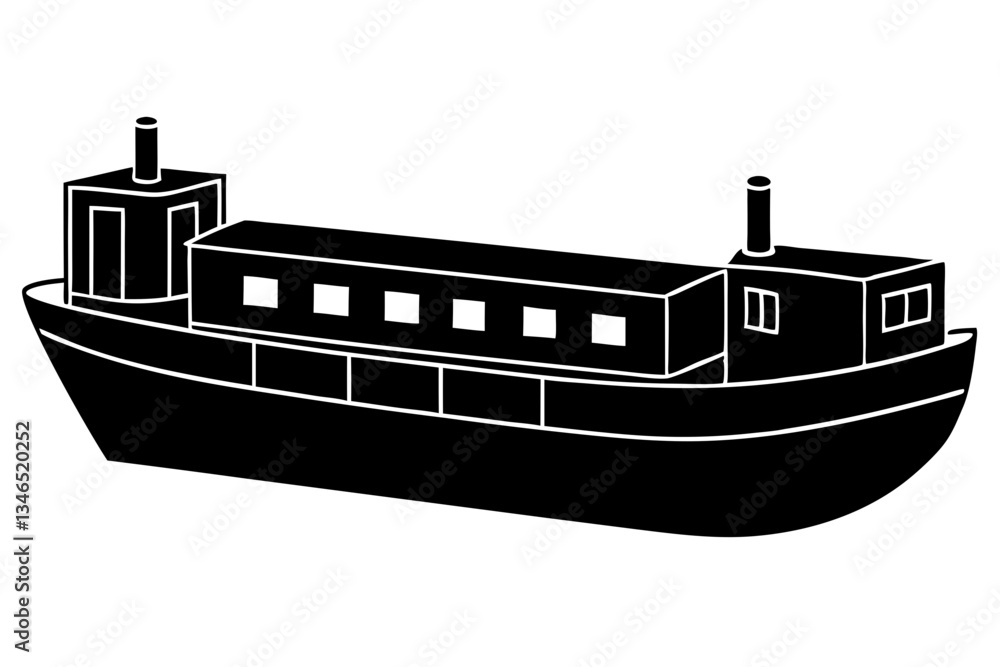 Obraz premium barge line art silhouette vector illustration