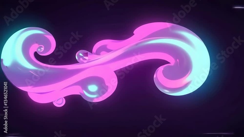 Vibrant Abstract Design Smooth Pan of Colorful Fluid Shapes in Neon Hues